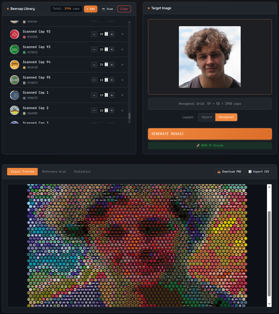 Beercap Mosaic Generator Interface
